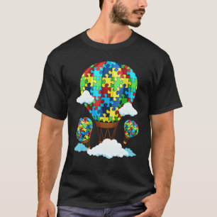 Heißluftballon Autismus-Bewusstsein Süßes Herz-Puz T-Shirt