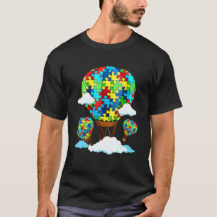 Heißluftballon Autismus-Bewusstsein Süßes Herz-Puz T-Shirt