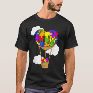 Heißluftballon Autismus-Bewusstsein Süßes Herz-Puz T-Shirt