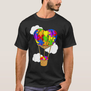 Heißluftballon Autismus-Bewusstsein Süßes Herz-Puz T-Shirt