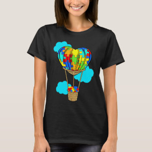 Heißluftballon Autismus-Bewusstsein Süßes Herz-Puz T-Shirt