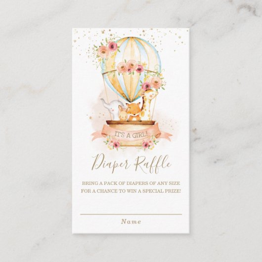 Heißluftballon Baby Animals Dusche Windeln Raffel Begleitkarte (Vorderseite)