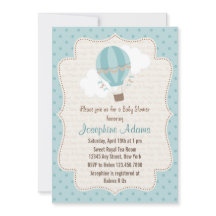 Heißluftballon-Baby-Shower-Einladung Blau