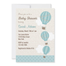 Heißluftballon-Baby-Shower-Einladung (Blau)