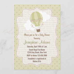 Heißluftballon-Baby-Shower-Einladung Grün Einladung