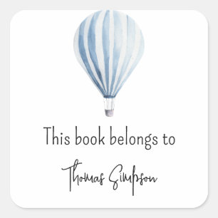 Heißluftballon-Baby-Shower-Exlibris Quadratischer Aufkleber