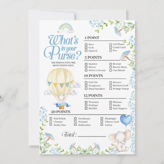 Heißluftballon Baby Was ist in deinem Handspiel? Einladung (Vorderseite)