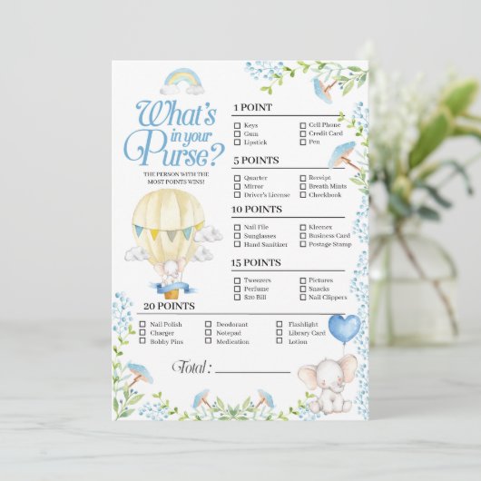 Heißluftballon Baby Was ist in deinem Handspiel? Einladung (Stehend Vorderseite)