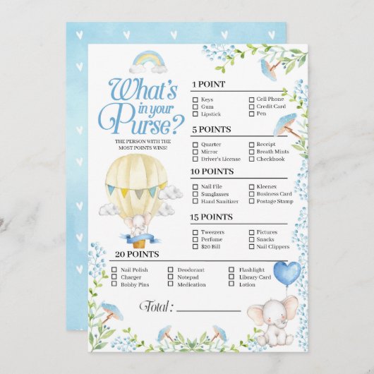 Heißluftballon Baby Was ist in deinem Handspiel? Einladung (Vorne/Hinten)