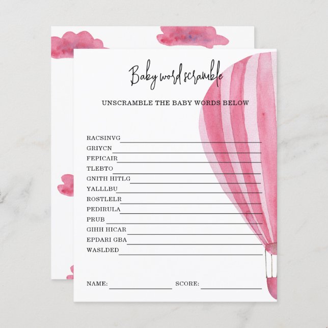 Heißluftballon - Baby Word Scramble (Vorne/Hinten)