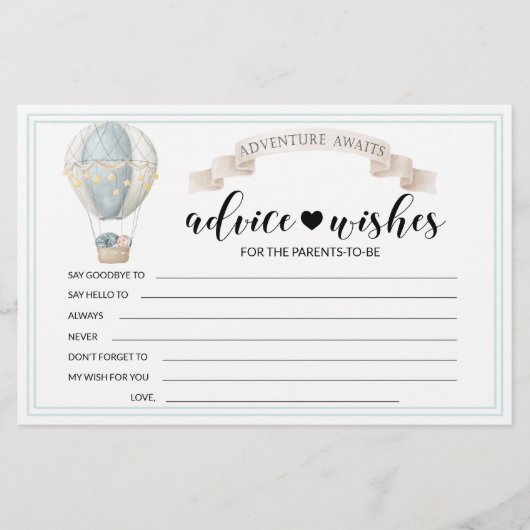 Heißluftballon Babydusche Beratung Wünsche Karten (Vorderseite)