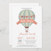 Heißluftballon Babydusche Einladung (Vorne/Hinten)