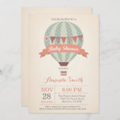 Heißluftballon Babydusche Einladung (Vorne/Hinten)