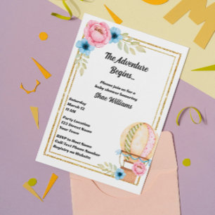 Heißluftballon Babydusche Einladung