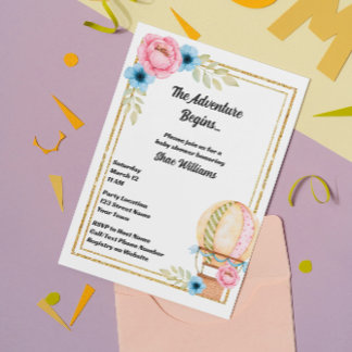 Heißluftballon Babydusche Einladung