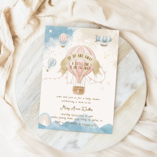 Heißluftballon Babydusche Einladung