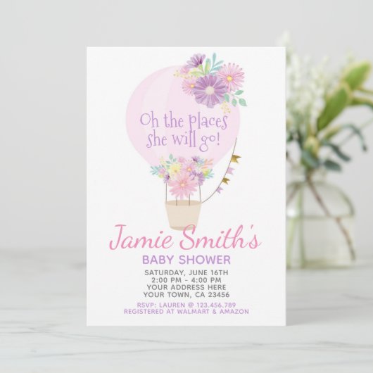 Heißluftballon Babydusche Einladung (Stehend Vorderseite)