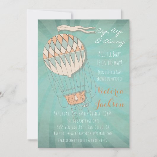 Heißluftballon Babydusche Einladung (Vorderseite)