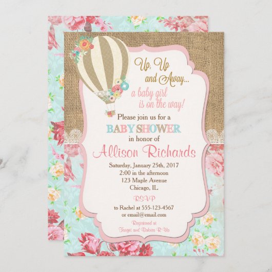 Heißluftballon Babydusche Einladung Einladung Lap (Vorne/Hinten)