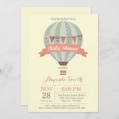 Heißluftballon Babydusche Einladung Gelb (Vorne/Hinten)