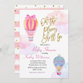 Heißluftballon Babydusche Einladung Mädchen (Vorne/Hinten)