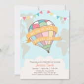 Heißluftballon Babydusche Einladung Twins (Vorderseite)