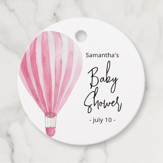 Heißluftballon - Babydusche Geschenkanhänger (Vorderseite)