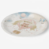 Heißluftballon Babydusche Pappteller (Schrägansicht)