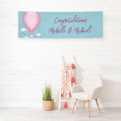 Heißluftballon Babydusche Pink Banner (Insitu)