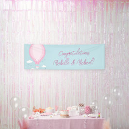 Heißluftballon Babydusche Pink Banner