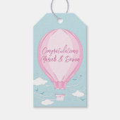 Heißluftballon Babydusche Pink Geschenkanhänger (Vorderseite)