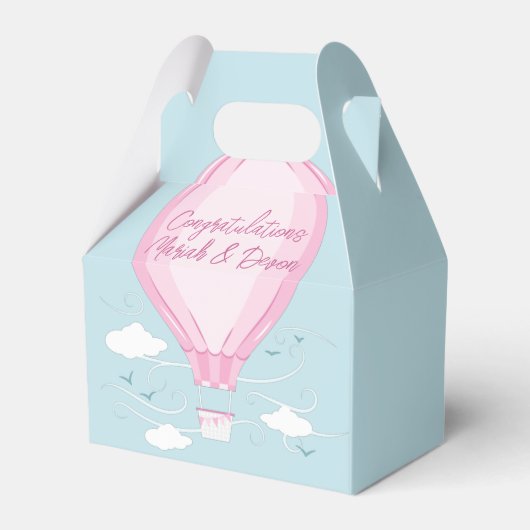 Heißluftballon Babydusche Pink Geschenkschachtel (Vorderseite)