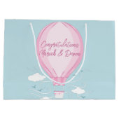 Heißluftballon Babydusche Pink Große Geschenktüte (Rückseite)