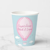 Heißluftballon Babydusche Pink Pappbecher (Vorderseite)