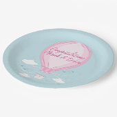 Heißluftballon Babydusche Pink Pappteller (Schrägansicht)