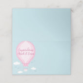 Heißluftballon Babydusche Pink Platzkarte (Außenseite Aufgefaltet)