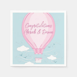 Heißluftballon Babydusche Pink Serviette