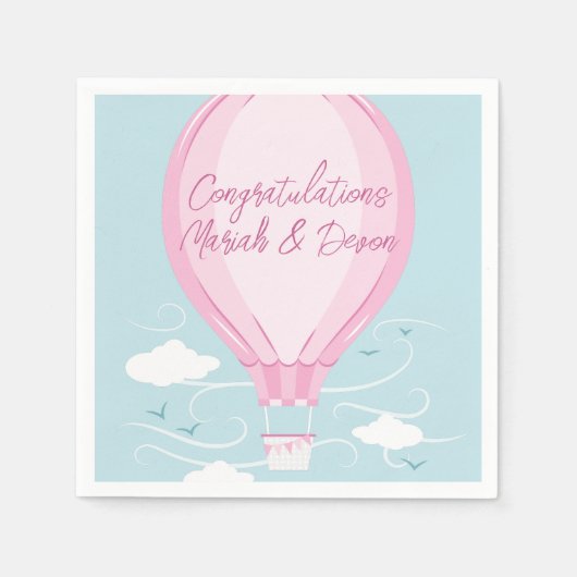 Heißluftballon Babydusche Pink Serviette (Vorderseite)