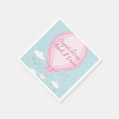 Heißluftballon Babydusche Pink Serviette (Ecke)