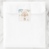 Heißluftballon Babydusche Quadratischer Aufkleber (Tasche)