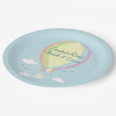 Heißluftballon Babydusche Regenbogen Pappteller (Schrägansicht)