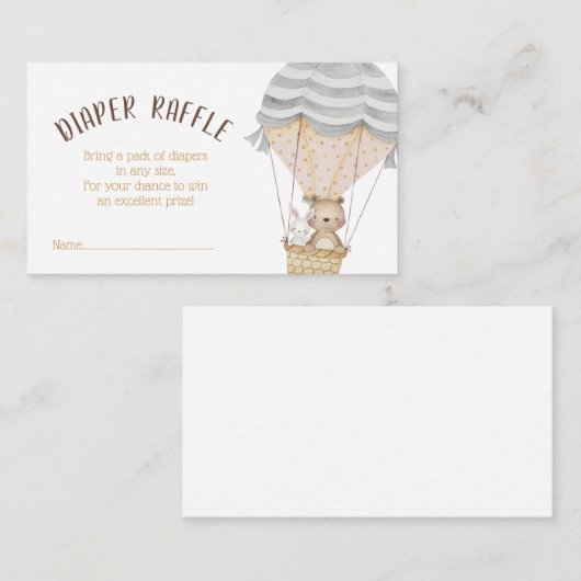 Heißluftballon Babydusche Windelwanne Begleitkarte (Vorne/Hinten)