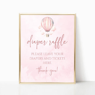 Heißluftballon Babydusche Windelwindeln Raffelzeic Poster