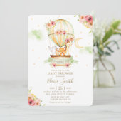 Heißluftballon Babyduschtiere Geschlecht neutral Einladung (Stehend Vorderseite)