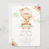 Heißluftballon Babyduschtiere Geschlecht neutral Einladung (Vorderseite)