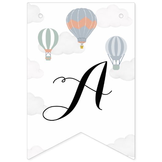 Heißluftballon Babyduschzeichen Wimpelkette (Zweite Fahne)