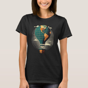 Heißluftballon - Ballonfahren - Weltkarte - Vintag T-Shirt