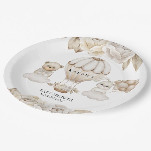 Heißluftballon Bär Bunny Neutral | Teller aus Papi (Schrägansicht)