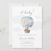 Heißluftballon Bear Baby Dusche Einladung (Vorderseite)