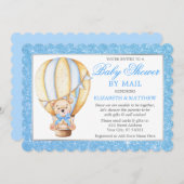 Heißluftballon Bear Blue Glitzer Dusche by Mail Einladung (Vorne/Hinten)